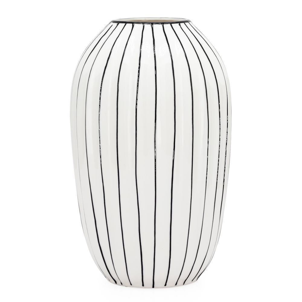 Torre & Tagus Abstract Striped Gourd Ceramic Vase, 9.5