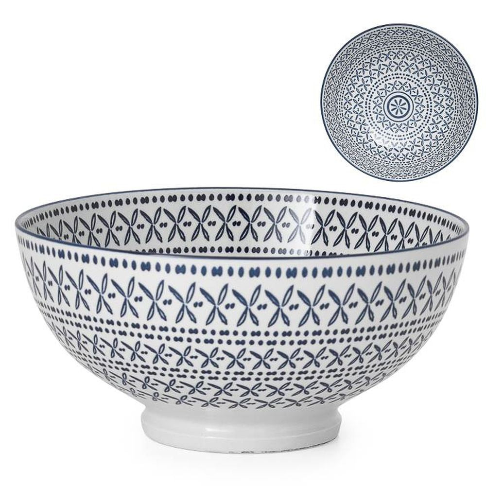 Torre & Tagus Kiri Porcelain Bowl - Blue Stitch.