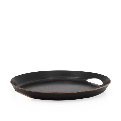 Torre & Tagus Kento Wenge 18X16" Oval Wooden Handle Tray