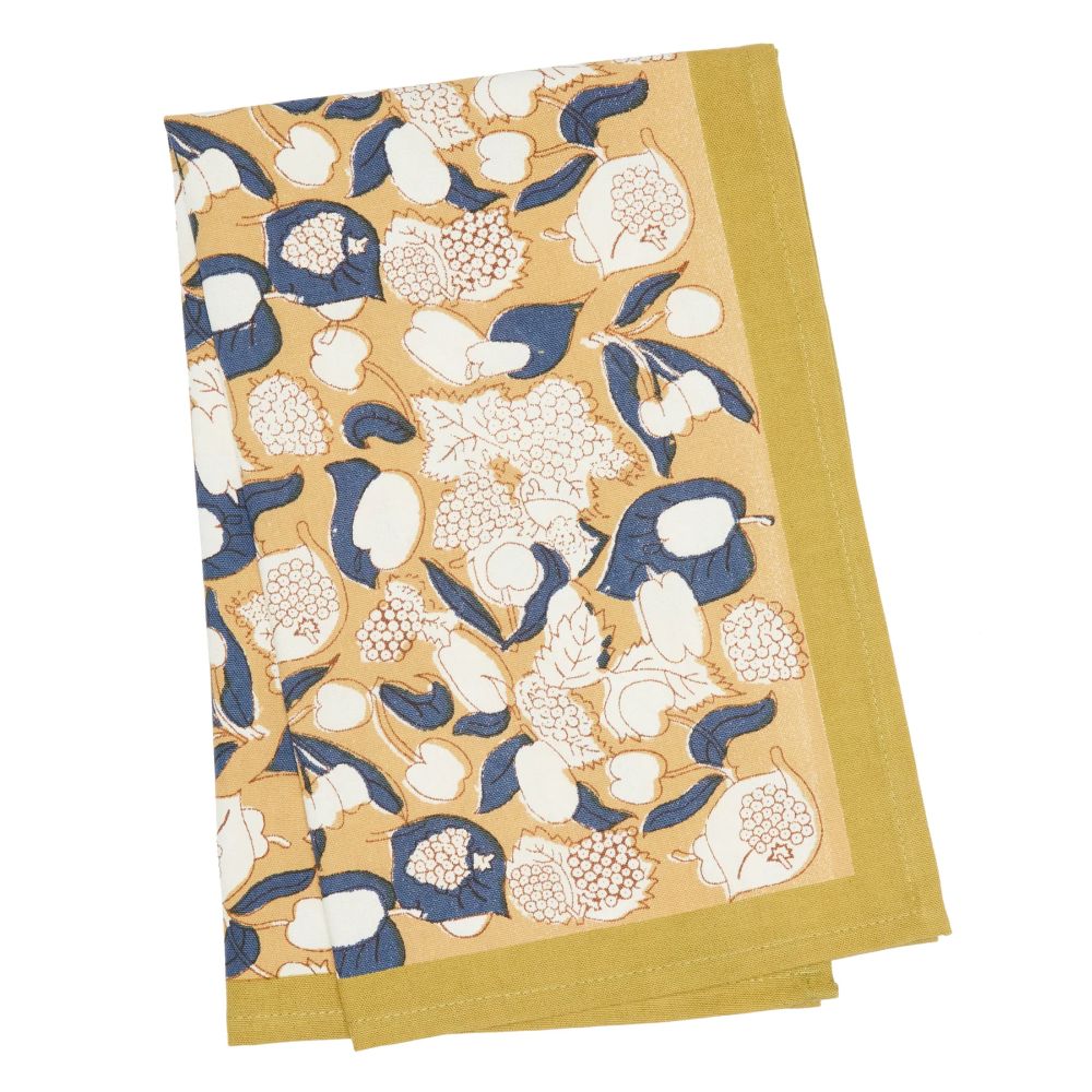 Couleur Nature Forest Harvest Mustard & Blue Tea Towels 20X30 - Set Of 3