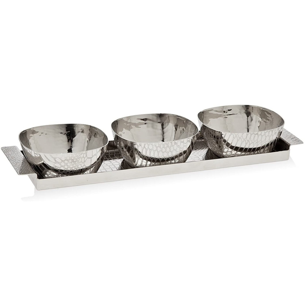 Godinger Croco Tray With 3 Square Bowls by Godinger