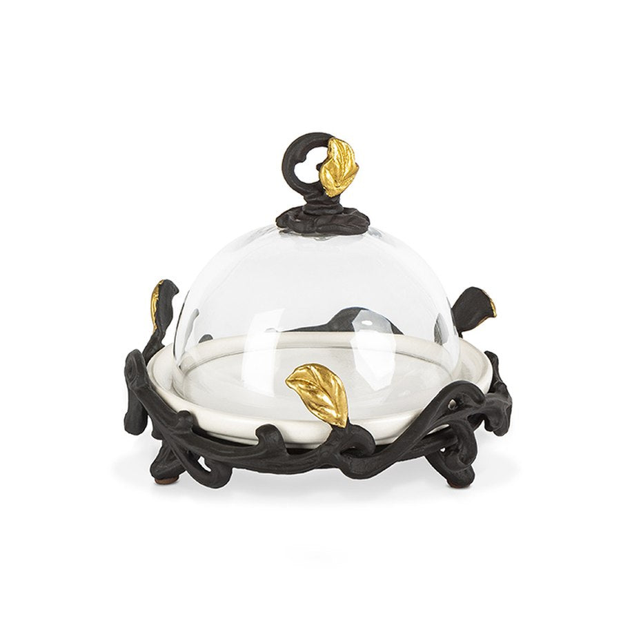 Gerson Companies Gold Leaf Tidbit/ Covered Butter Dish with Dome by The GG Collection