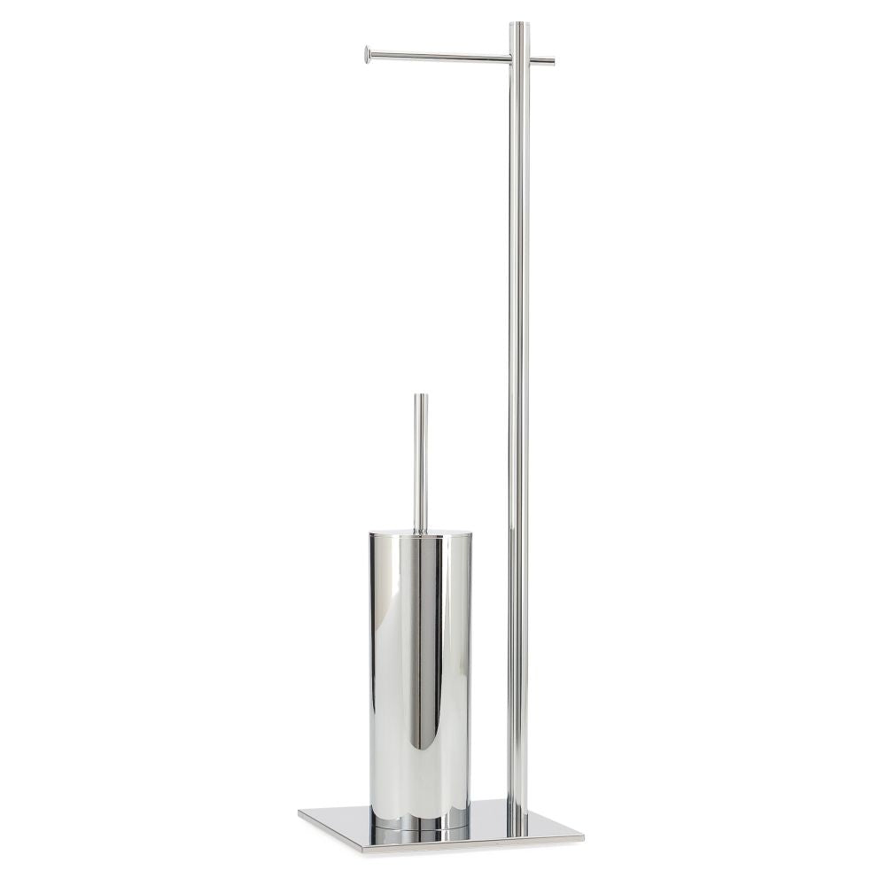 Torre & Tagus Vero Chrome Standing Toilet Paper And Brush Holder.