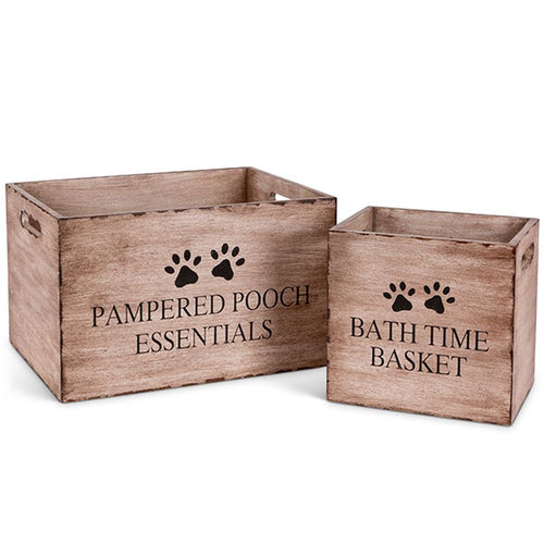 Gerson Companies Set of 2 Wood Pet Storage Box by Lone Elm Studios