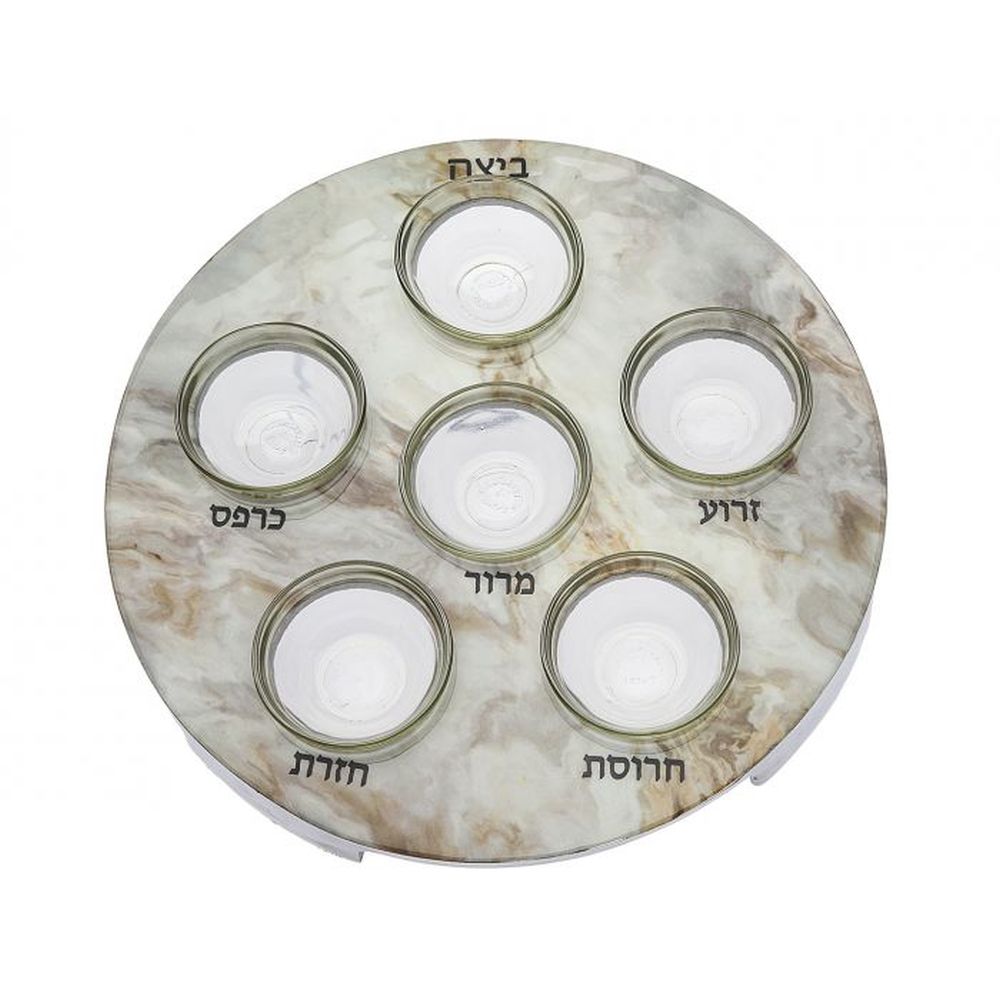 Godinger White Marble Decal Seder Plate by Godinger