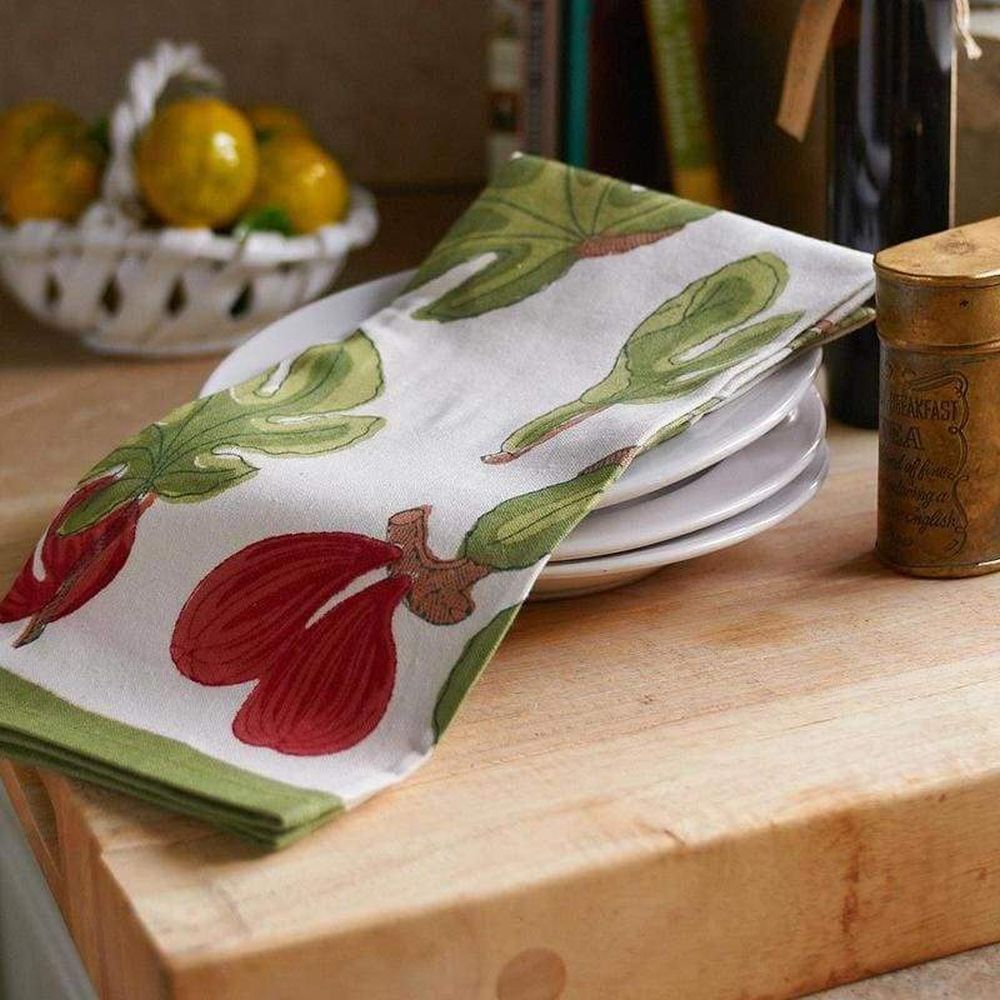 Couleur Nature Fig Red/Green Tea Towels 20X30 - Set Of 3