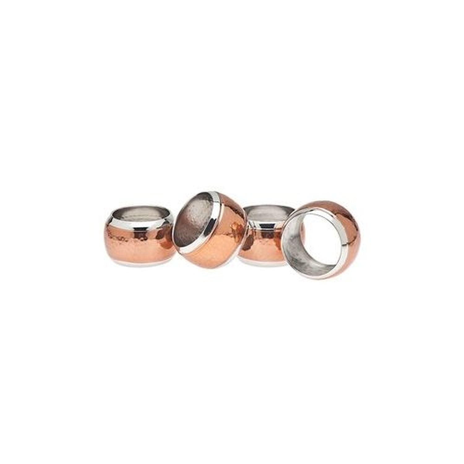 Godinger Copper Napkin Ring Hammerd Set of 4 by Godinger