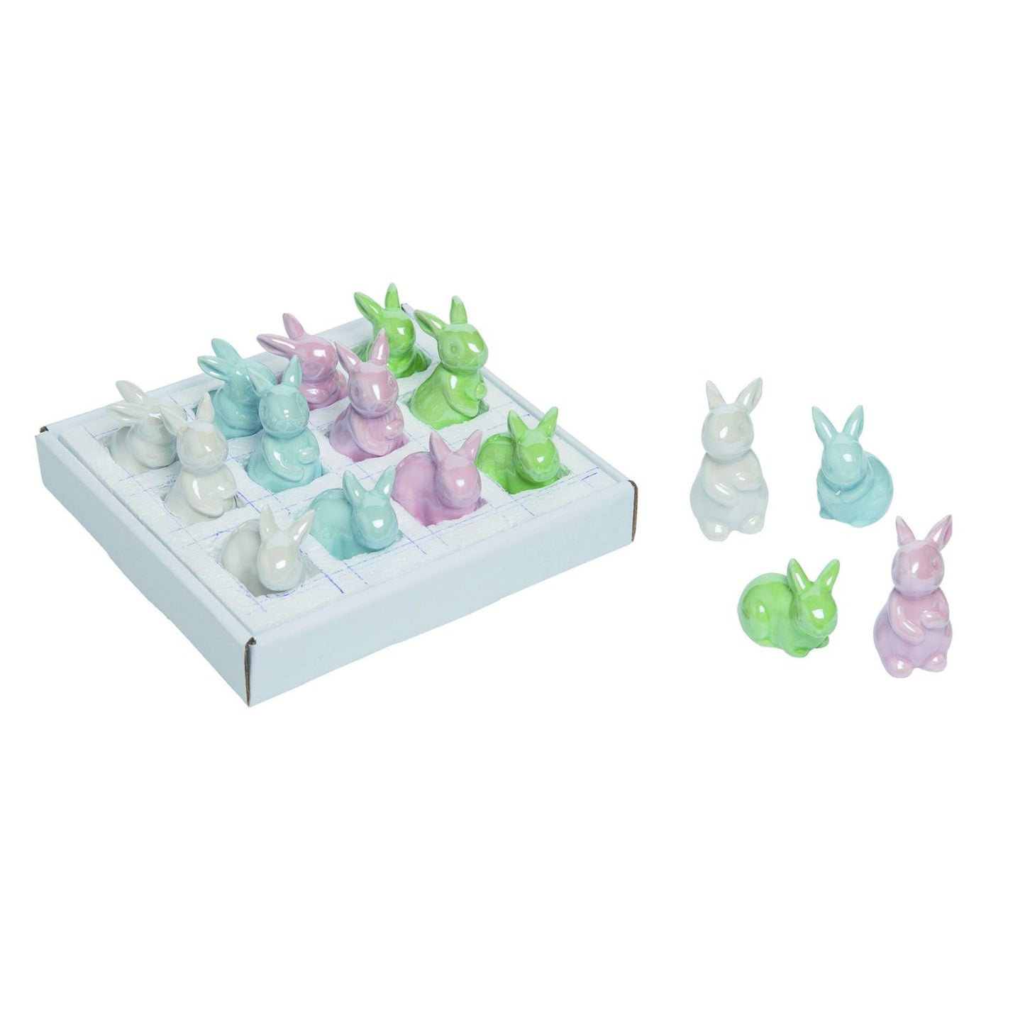 Transpac Dolomite Mini Bunny Figurines, Set Of 12.
