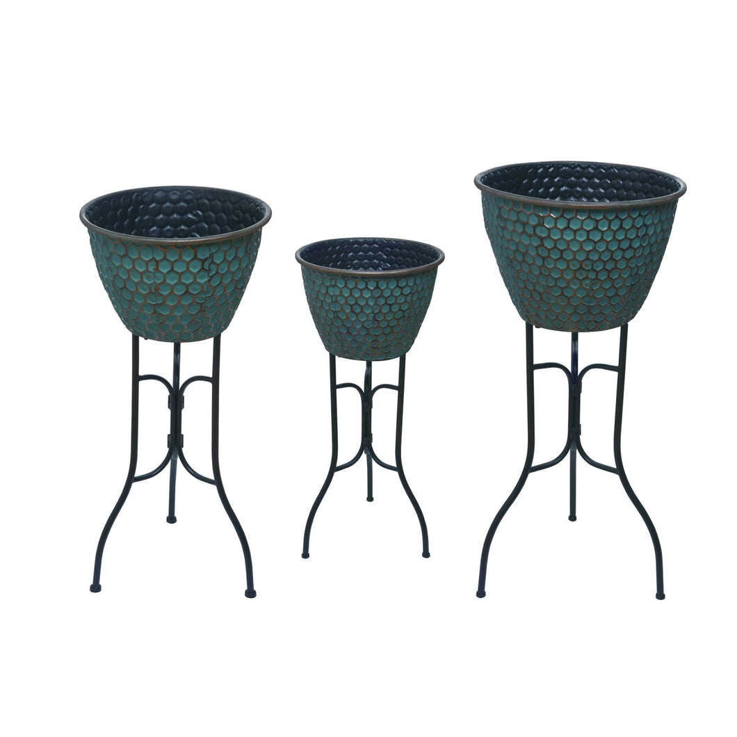 Transpac Metal Standing Hammered Container, Set Of 3