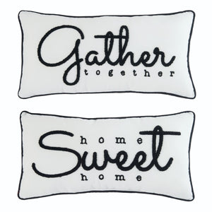Transpac Fabric Embroidered Home/Gather Pillow, Set Of 2, Assortment