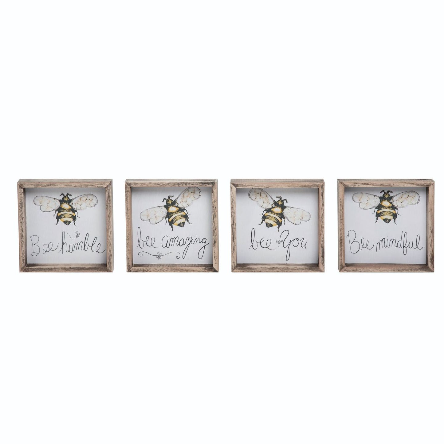 Transpac Wood Bee Frame Decor, Set Of 4, Assortment