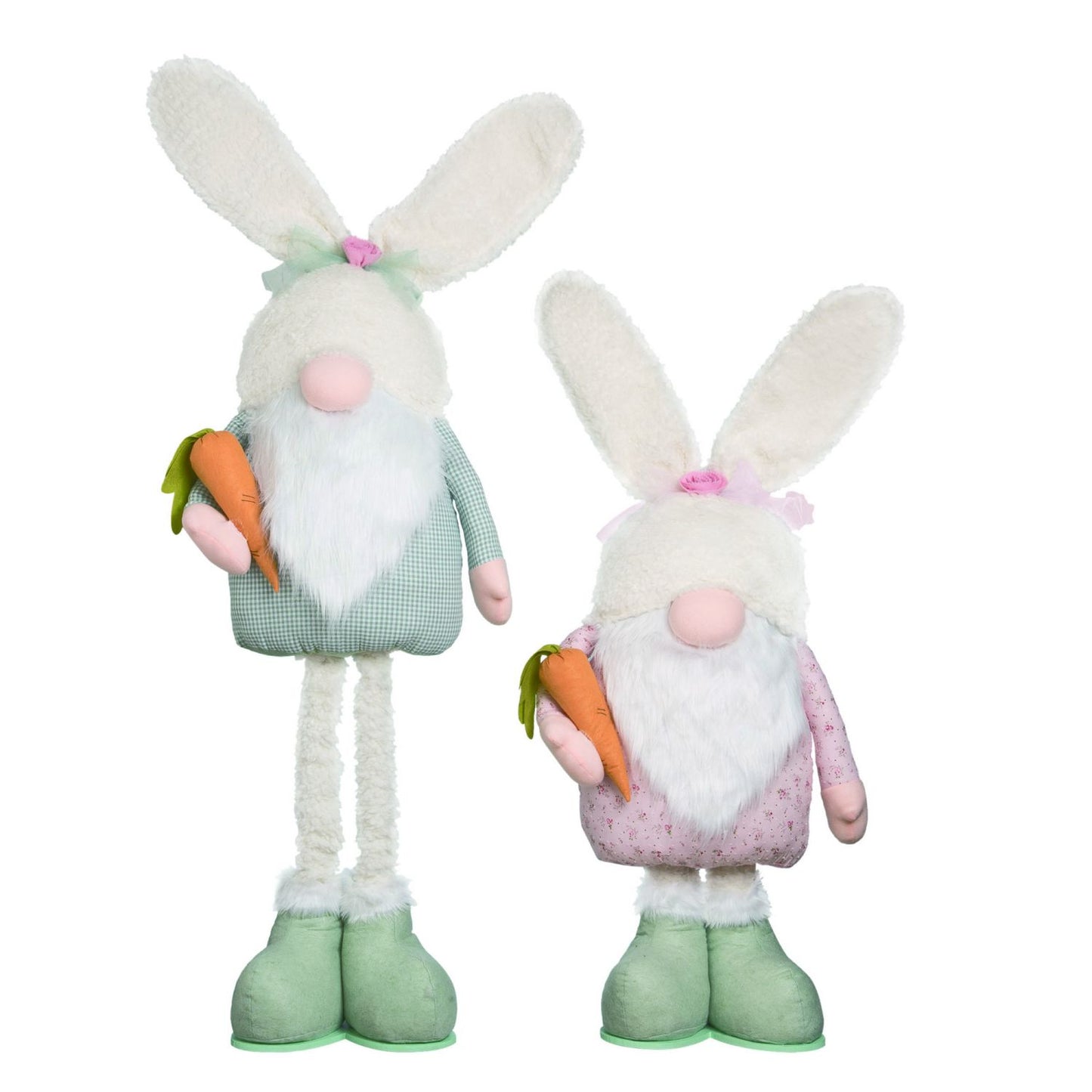 Transpac Plush Elegant Telescoping Bunny Gnome, Set Of 2, Assortment