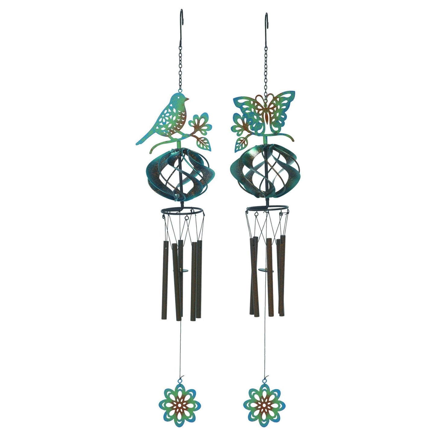 Transpac Metal Patina Spinner Chime, Set Of 2, Assortment