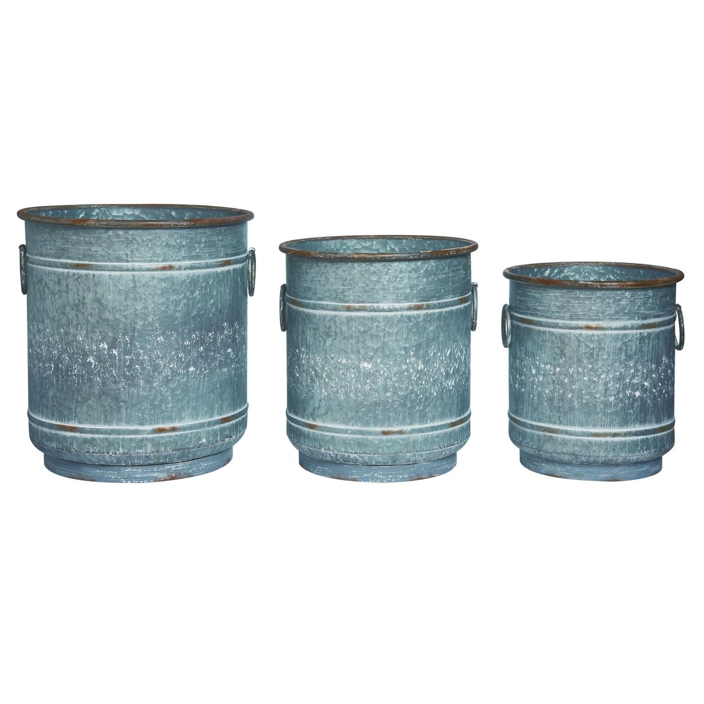 Transpac Metal Barrel Planters With Drainage Hole, Set Of 3