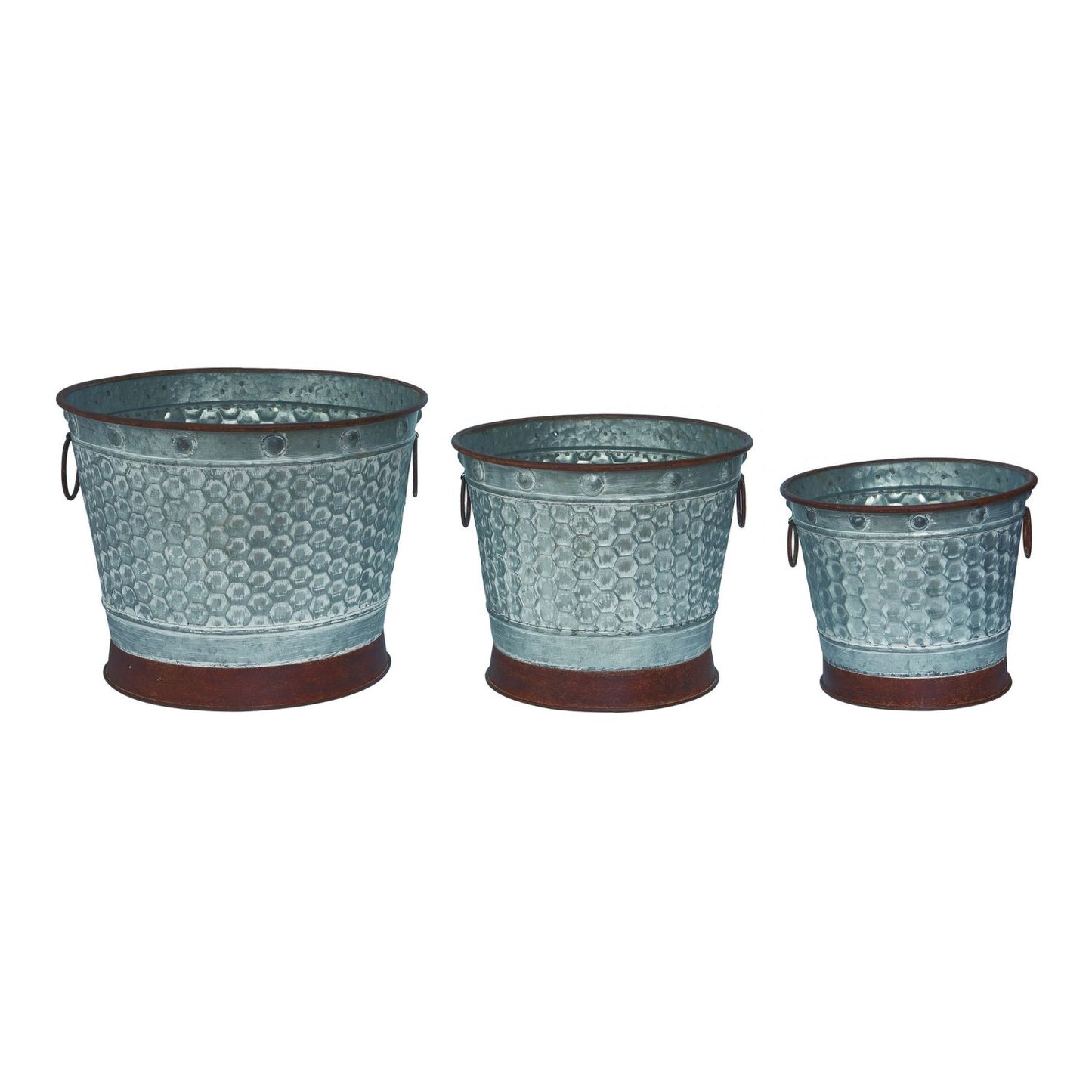 Transpac Metal Honeycomb Planters With Drainage Hole, Set Of 3