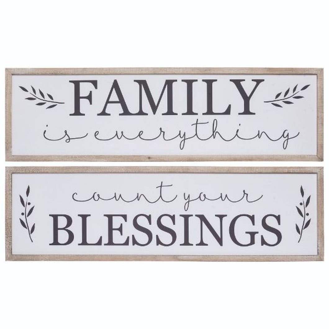 Transpac Wood Framed Blessing/Family Decor, Set Of 2, Assortment