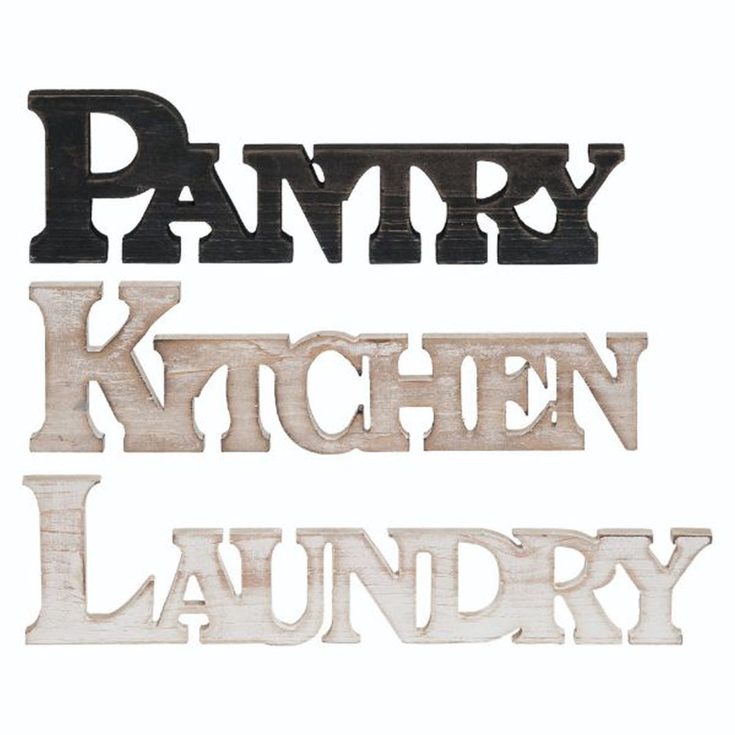 Transpac MDF Kitchen/Laundry/Pantry Sign, Set Of 3, Assortment