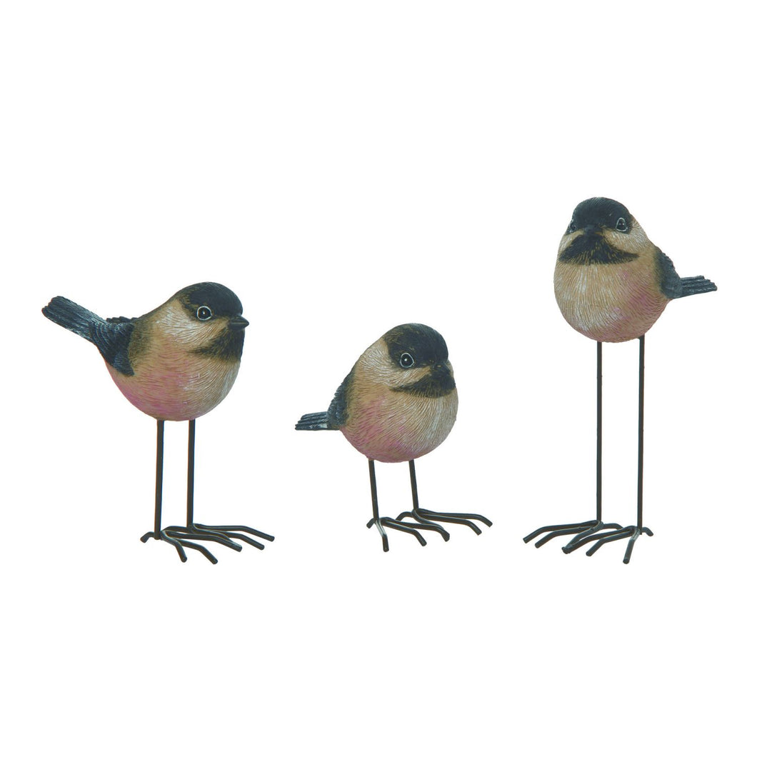 Transpac Resin Tall Chickadee Birds, Set Of 3