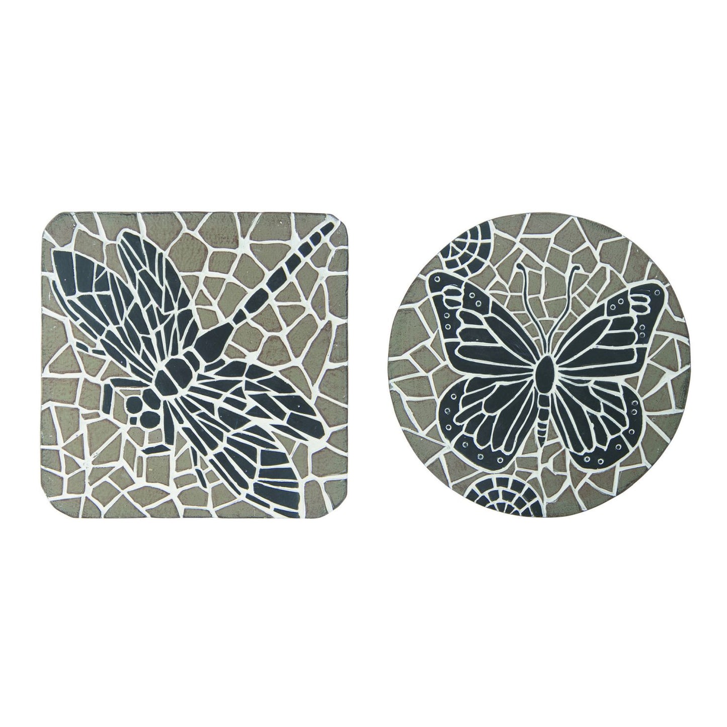 Transpac Cement Mosaic Butterfly & Dragonfly Stepping Stone, Set Of 2 Assortment
