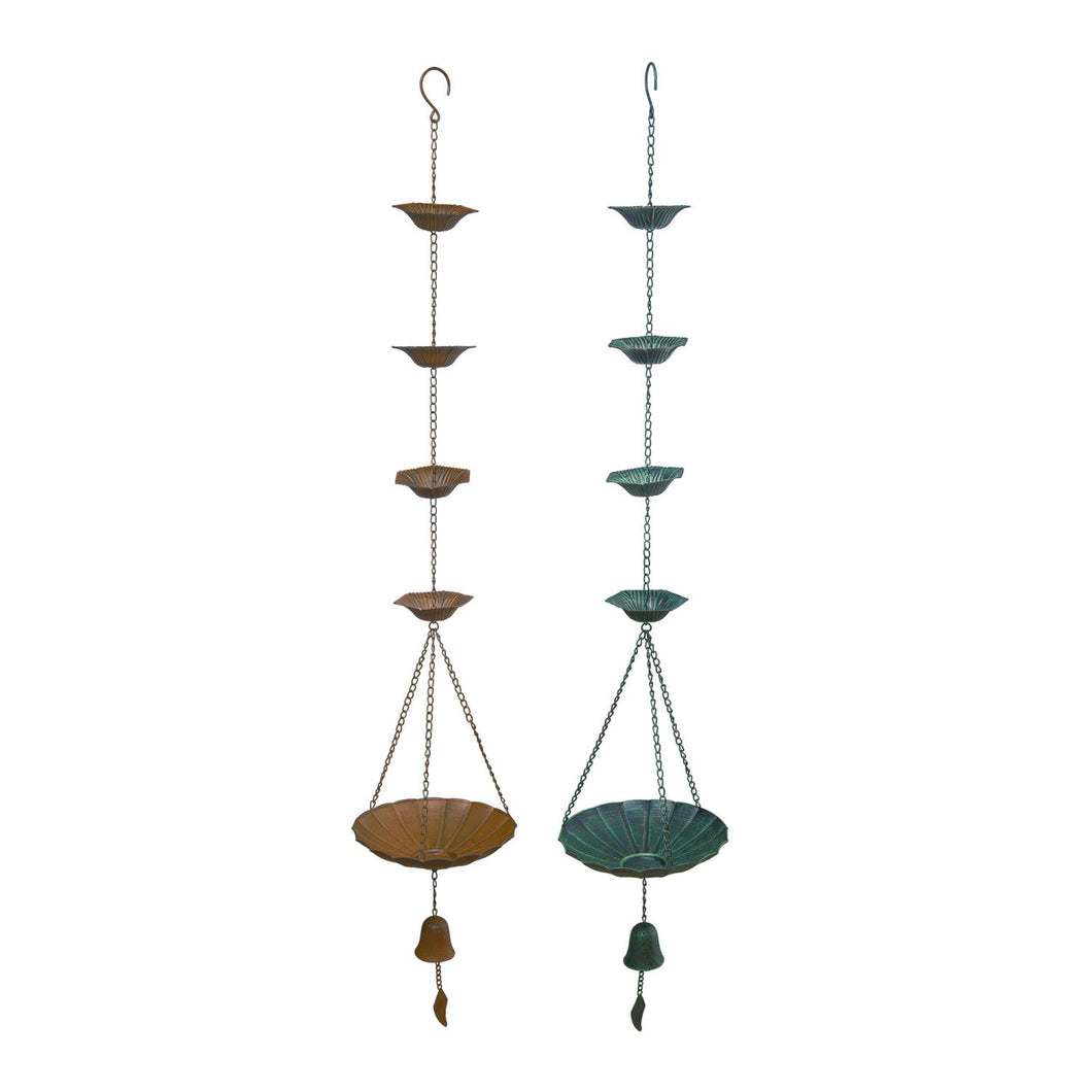 Transpac Metal Rain Chain With Bell, Set Of 2, Assortment