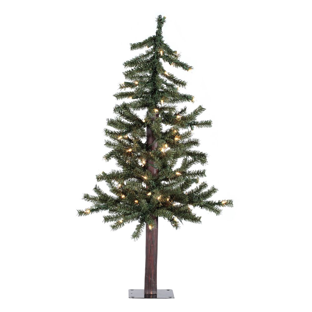 Vickerman 3' Natural Alpine Artificial Christmas Tree, Clear Incandescent Lights