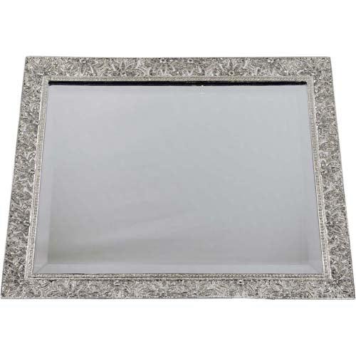 Artistique Beveled Mirror Tray, 11.5"X10", Genuine Crystals by Nouvelle Collections