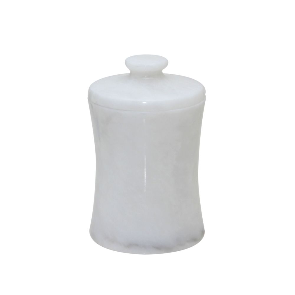 Marble Crafter Vinca Collection Pearl White Marble Canister