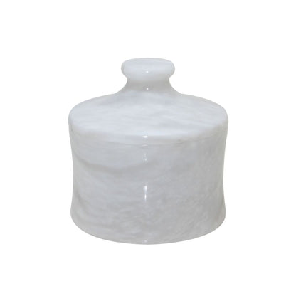 Marble Crafter Vinca Collection Pearl White Marble Canister