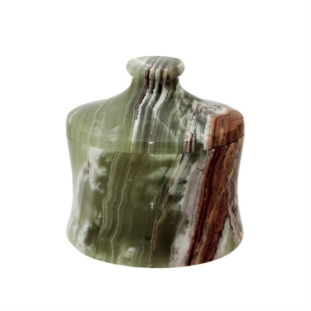 Marble Crafter Vinca Collection Whirl Green Onyx 4" X 4" Canister