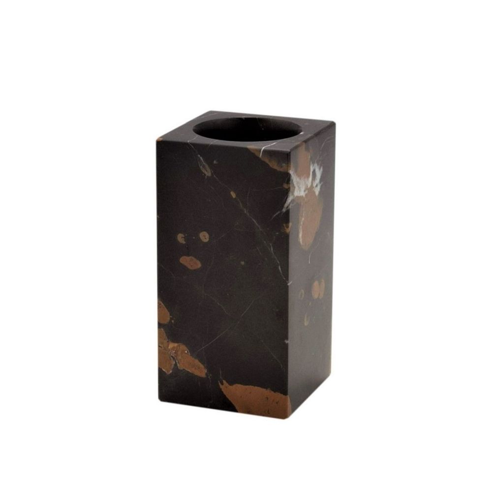Marble Crafter Myrtus Collection Black & Gold Square Tumbler