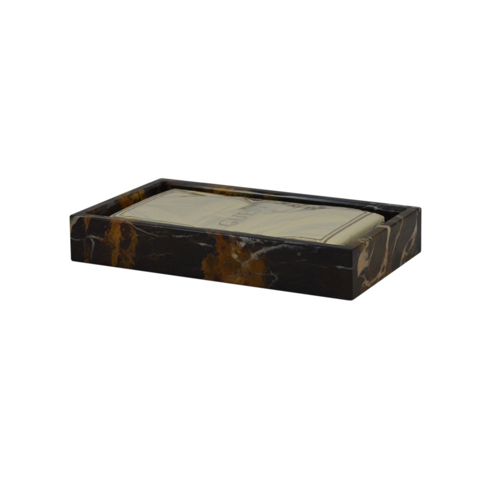 Marble Crafter Mytus Collection Black & Gold Marble Guest Towel Tray