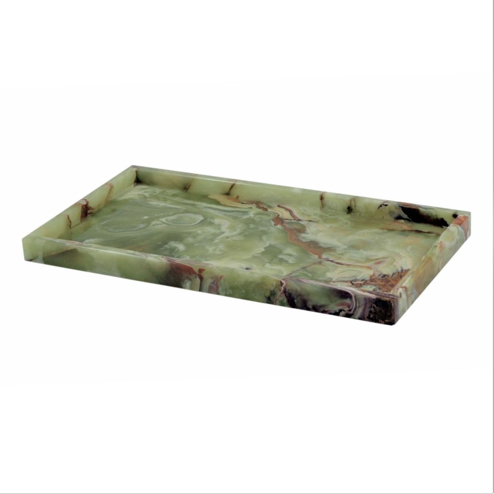 Marble Crafter Myrtus Collection Whirl Green Onyx Amenity Tray