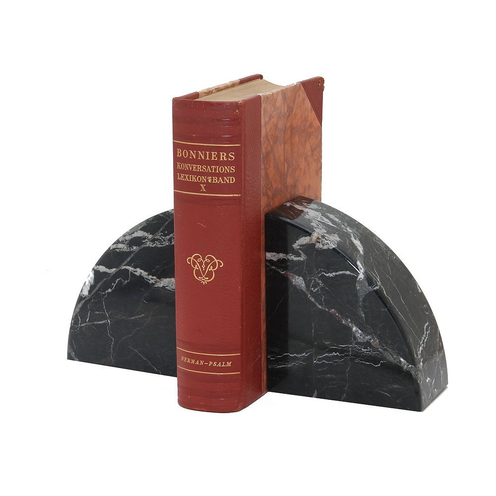 Marble Crafter Cerasus Collection Black Zebra Marble Bookends