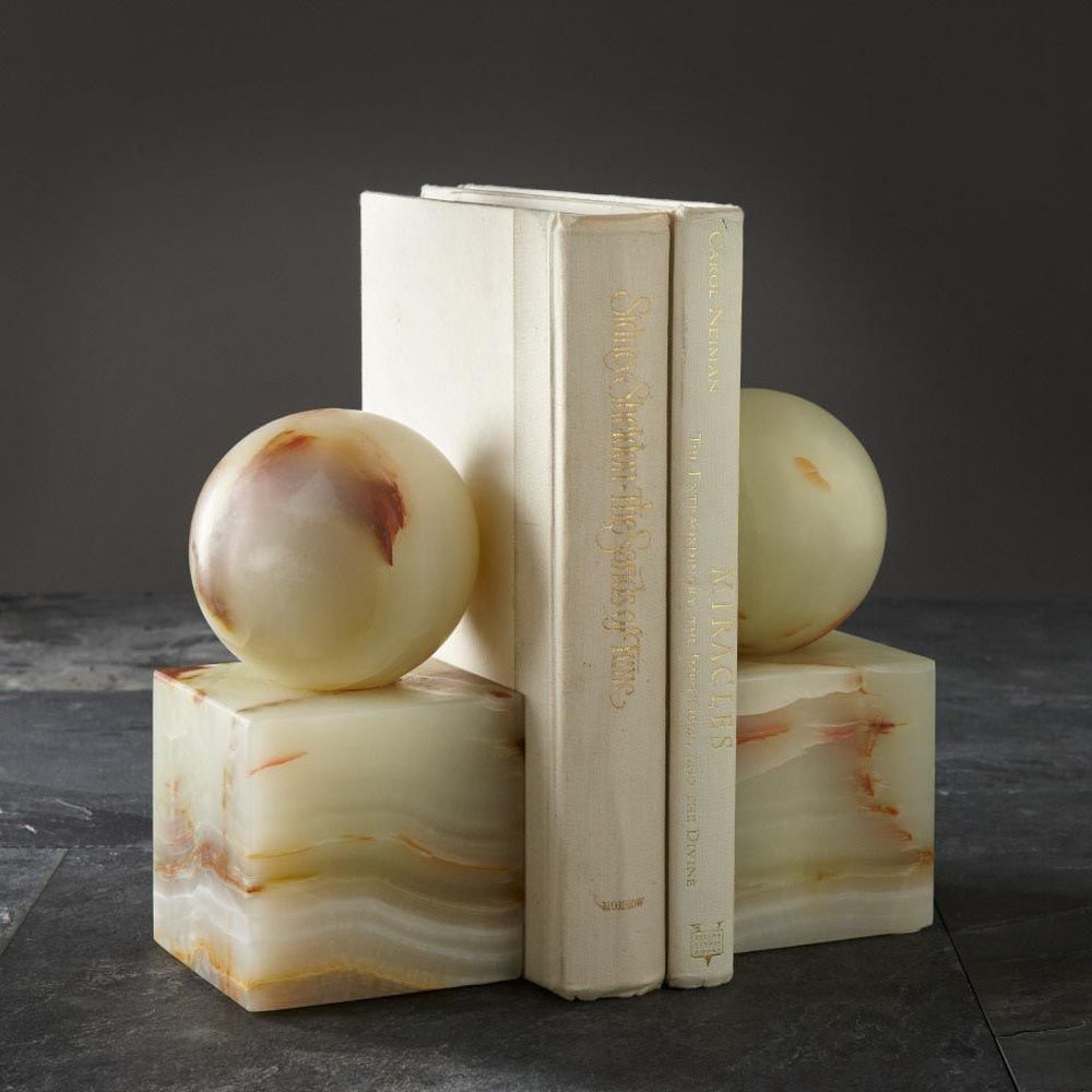Marble Crafter Apollo Collection Light Green Ball On Cube Bookends