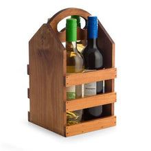 Load image into Gallery viewer, Bey Berk Four Wine Bottle Caddy with Handle. by Bey Berk