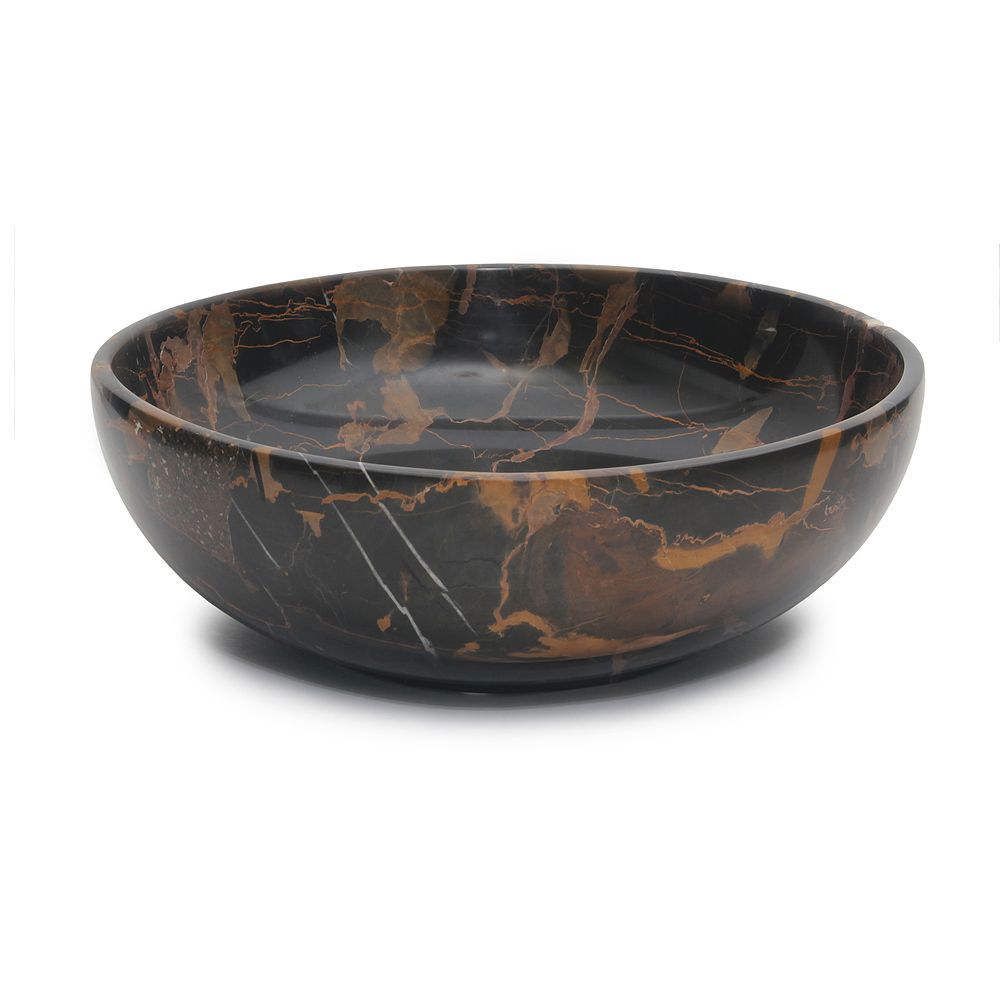 Marble Crafter 12" Laurus Collection Black & Gold Marble Decorative Bowl
