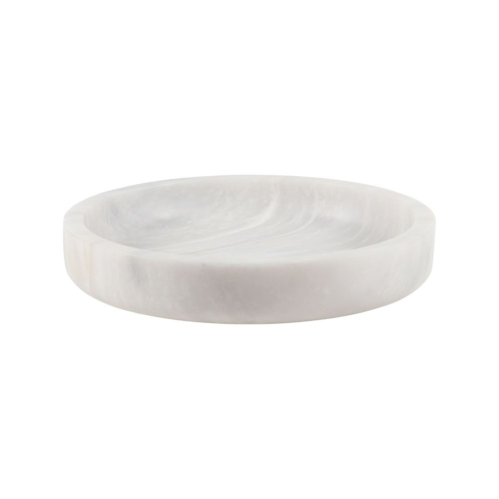 Marble Crafter Platanus Collection Pearl White Marble 14" Dish Bowl