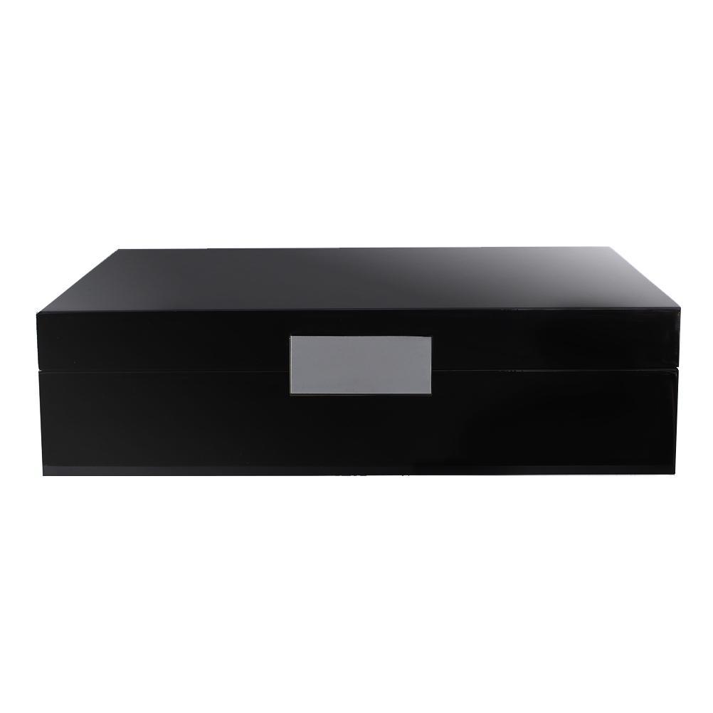 Addison Ross 9x12 Black Lacquer Trinket Box with Silver by Addison Ross