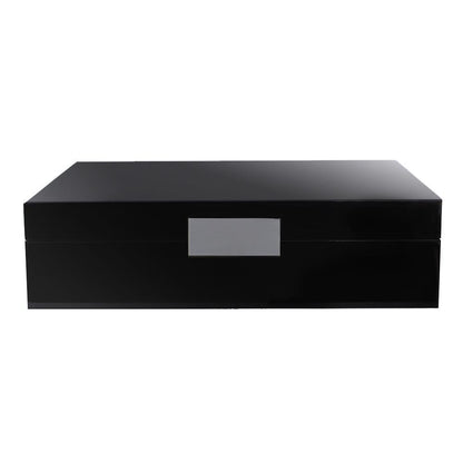 Addison Ross 9x12 Black Lacquer Trinket Box with Silver by Addison Ross