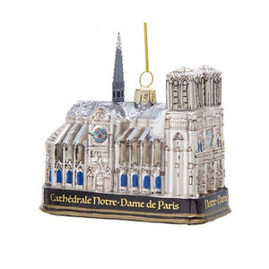 Kurt Adler 4.65" Notre Dame Glass Ornament, Silver