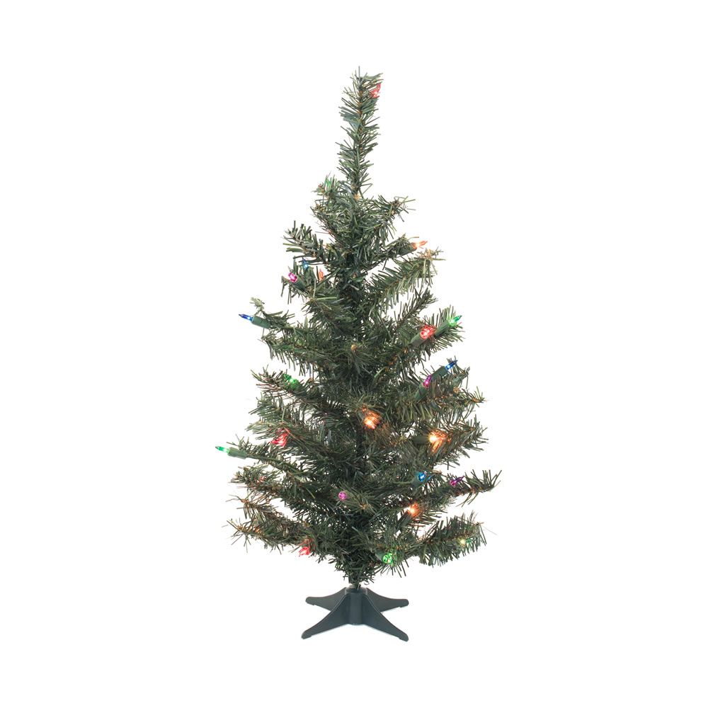 Vickerman 24" Canadian Pine Artificial Christmas Tree, Multi-Colored Lights