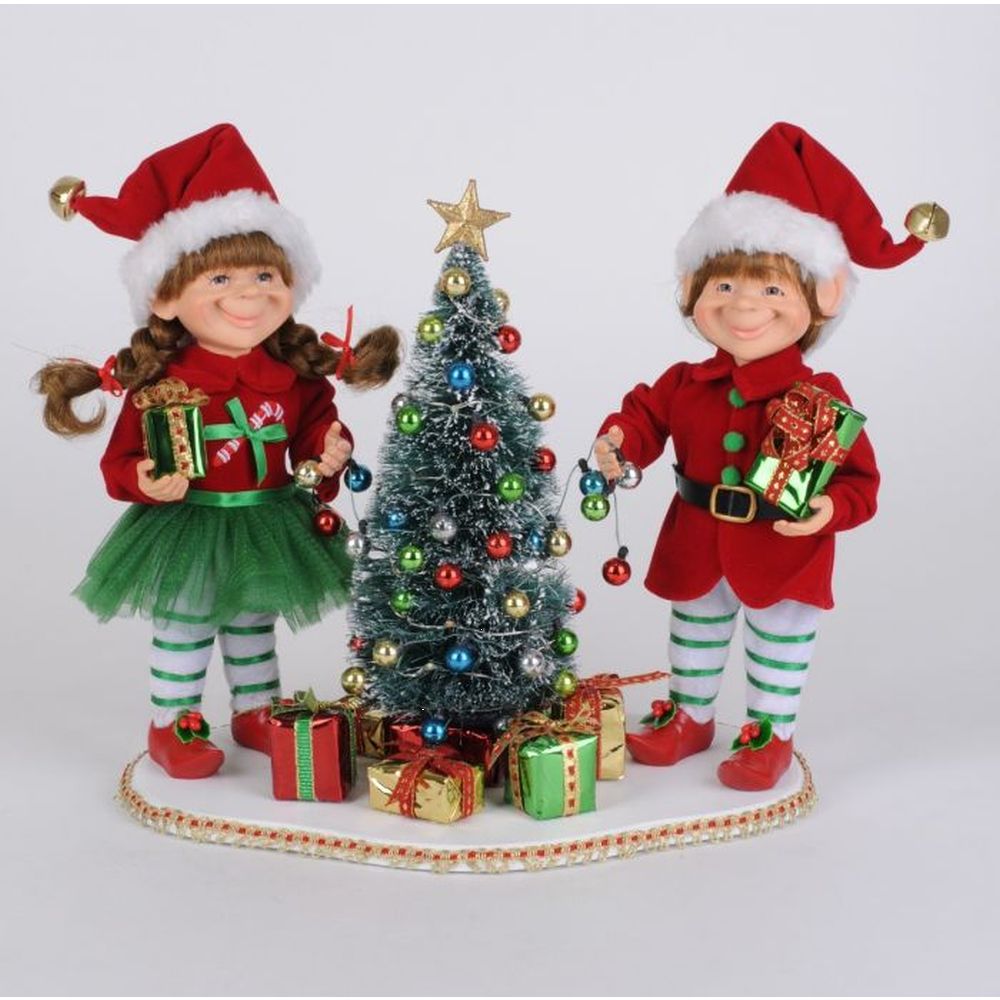 Karen Didion Lighted Tree Trimming Elf Set Of 2