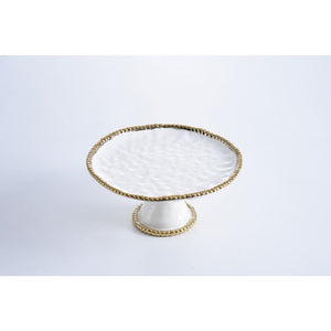 Pampa Bay Golden Salerno Round Cake Stand, Gold, Porcelain, 5 x 11 inches