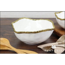 Load image into Gallery viewer, Pampa Bay Golden Salerno Porcelain Salad Bowl, White