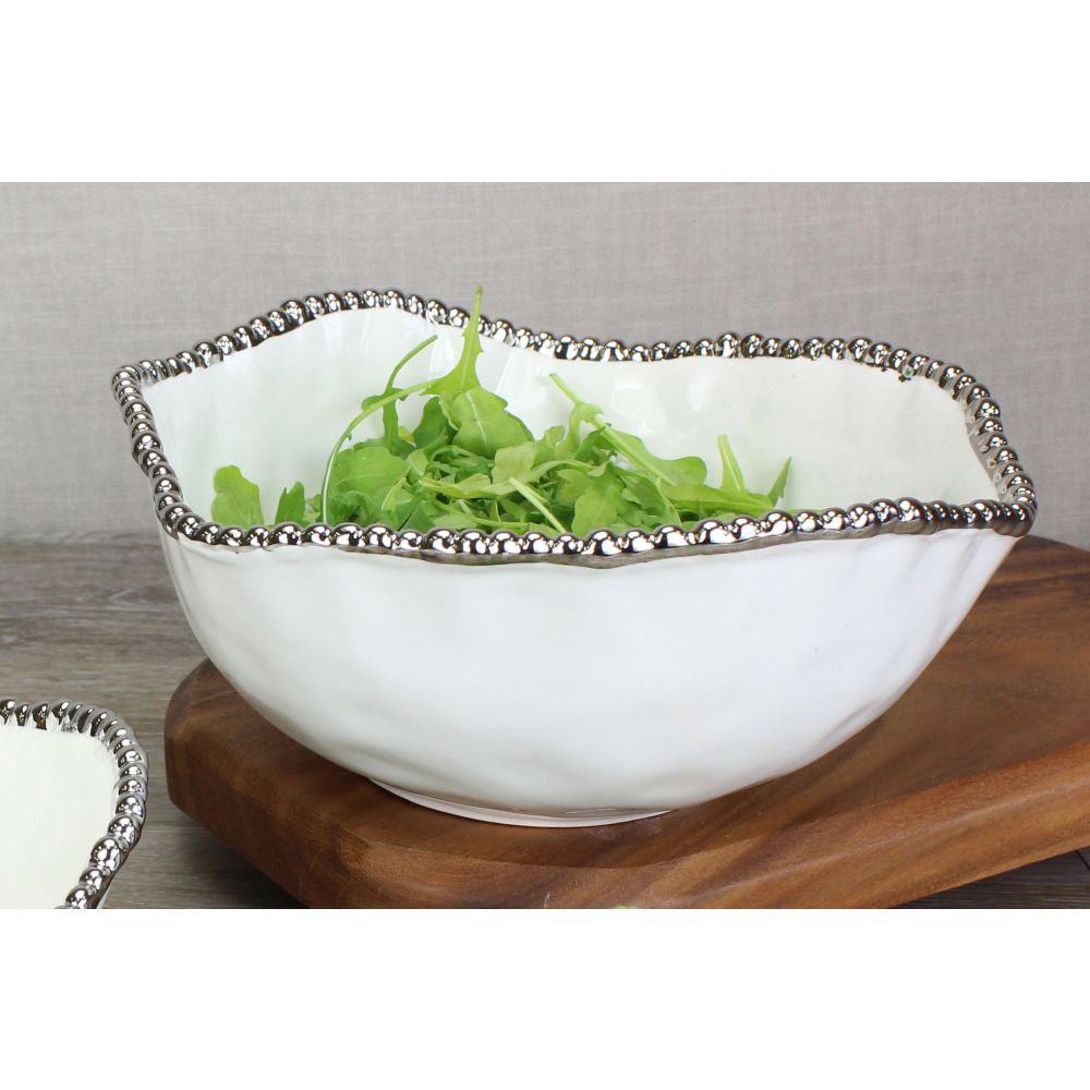 Pampa Bay Salerno Porcelain Salad Bowl, White