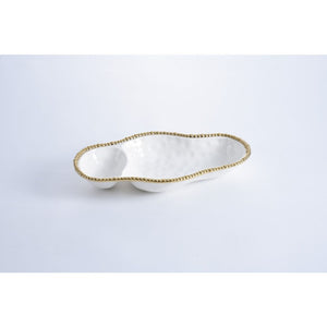 Pampa Bay Golden Salerno 2 Section Serving Piece, Gold, Porcelain, 16.5 inches