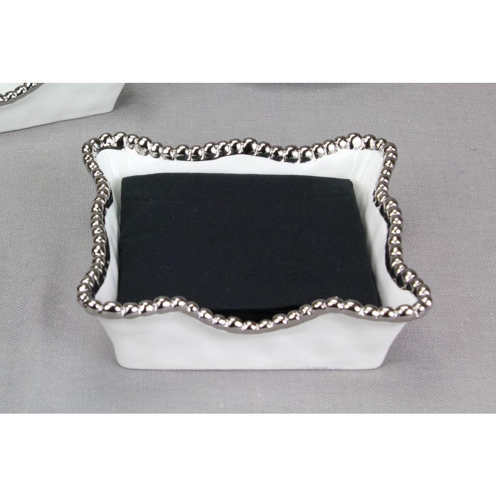 Pampa Bay Let's Entertain Porcelain Cocktail Napkin Holder, 7 x 7 inches
