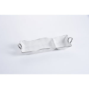Pampa Bay Handle with Style Chip and Dip, White, Porcelain, 5.5 x 18.5 inches