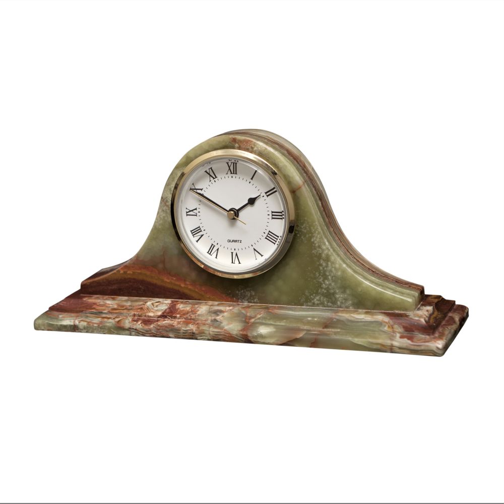 Marble Crafter Saturn Collection Whirl Green Onyx Mantle Clock
