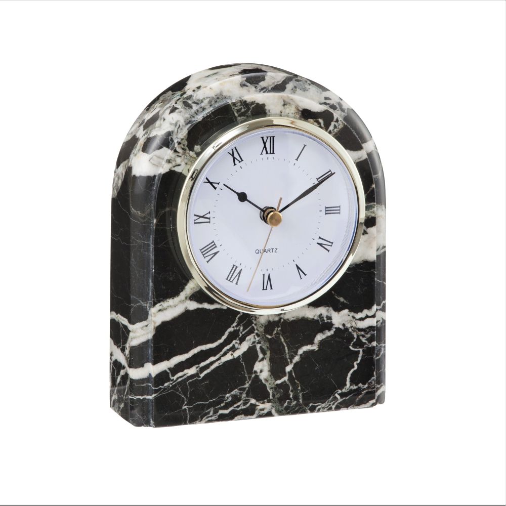 Marble Crafter Polaris Collection Black Zebra Marble Desk Clock